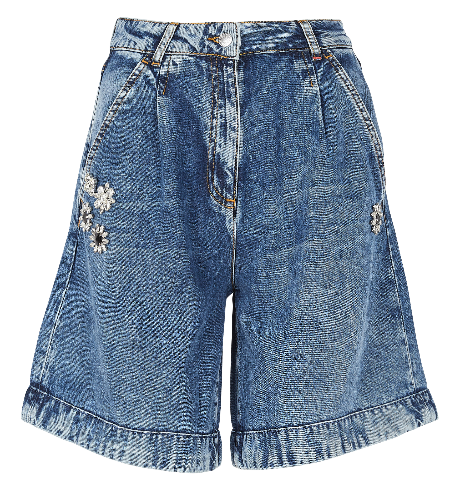 ASIA - Short en jean effet délavé| Jean brut