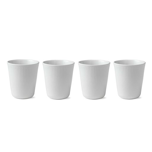 Royal Copenhagen Hvid Riflet 4-pak Termokop, 29 cl