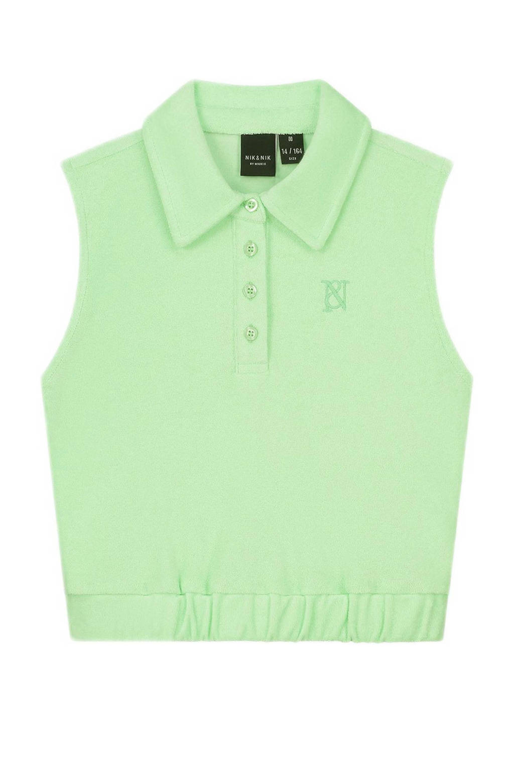 NIK&NIK crop top Teddy limegroen