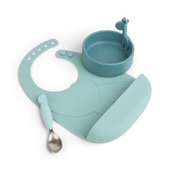 Done by Deer - Peekaboo First Meal Geschirr-Set Deer Friends, blau