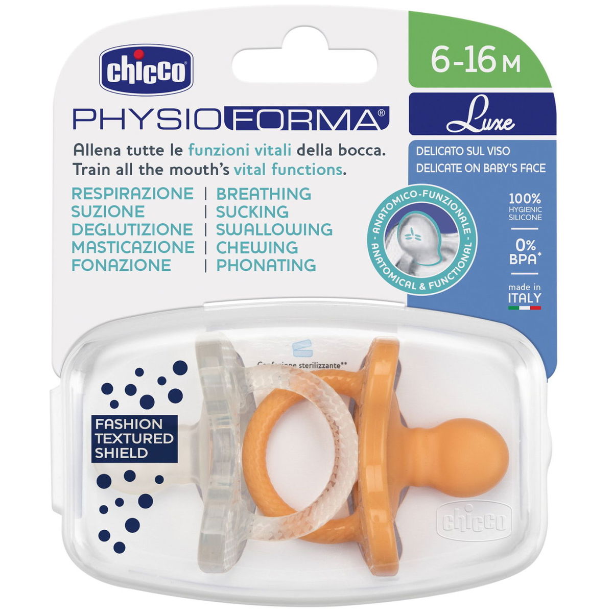 ChiccoChicco   PhysioForma Soft Luxe Schnuller 2er Set orange 6-16M