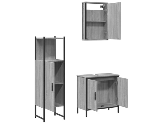 VIDAXL - Ensemble de meubles de salle de bain 3 pcs sonoma gris