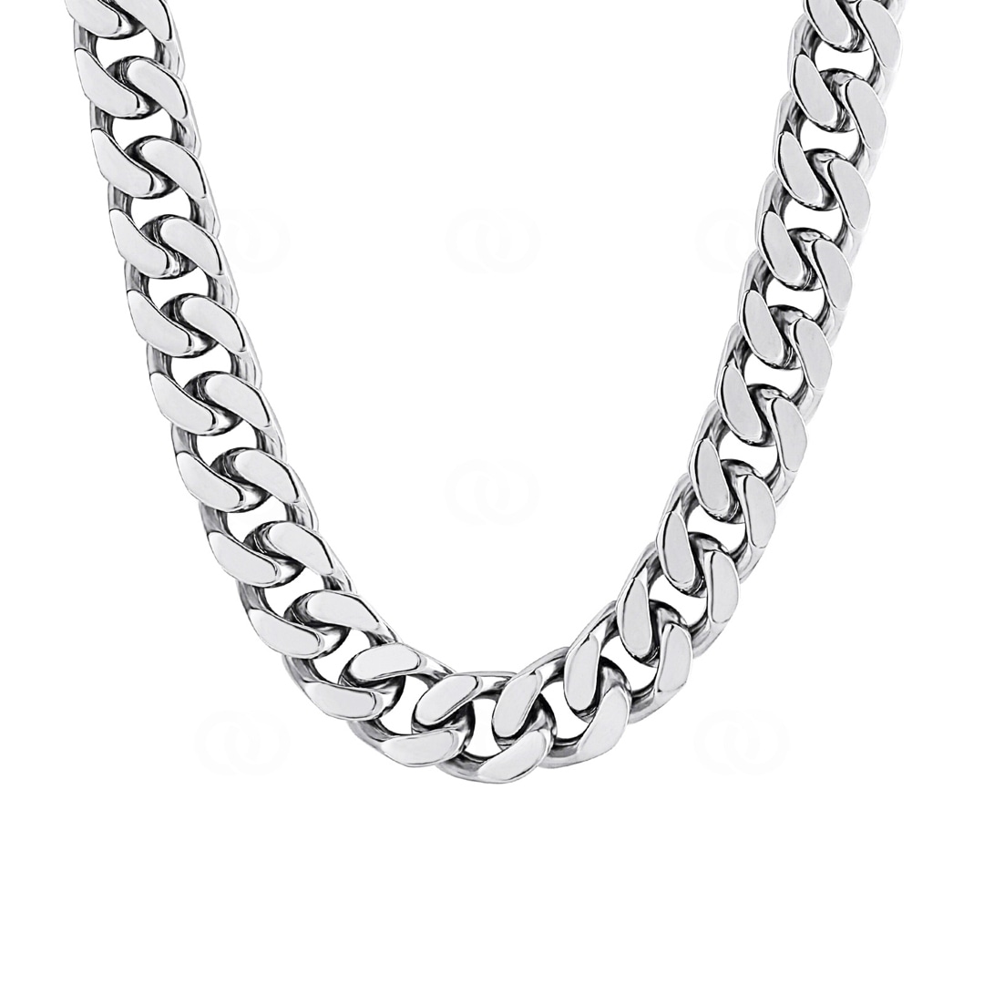 14mm Cuban Link Panzerkette silbrig