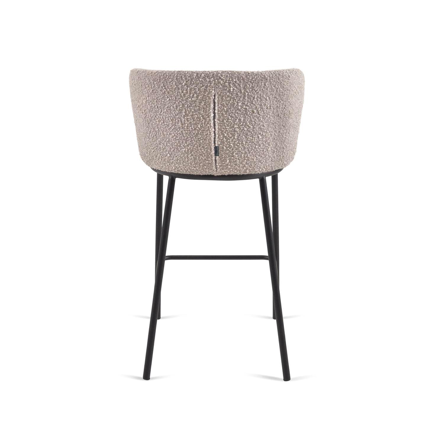 Kave Home Barhocker CISELIA Bouclé hellgrau/Metall schwarz