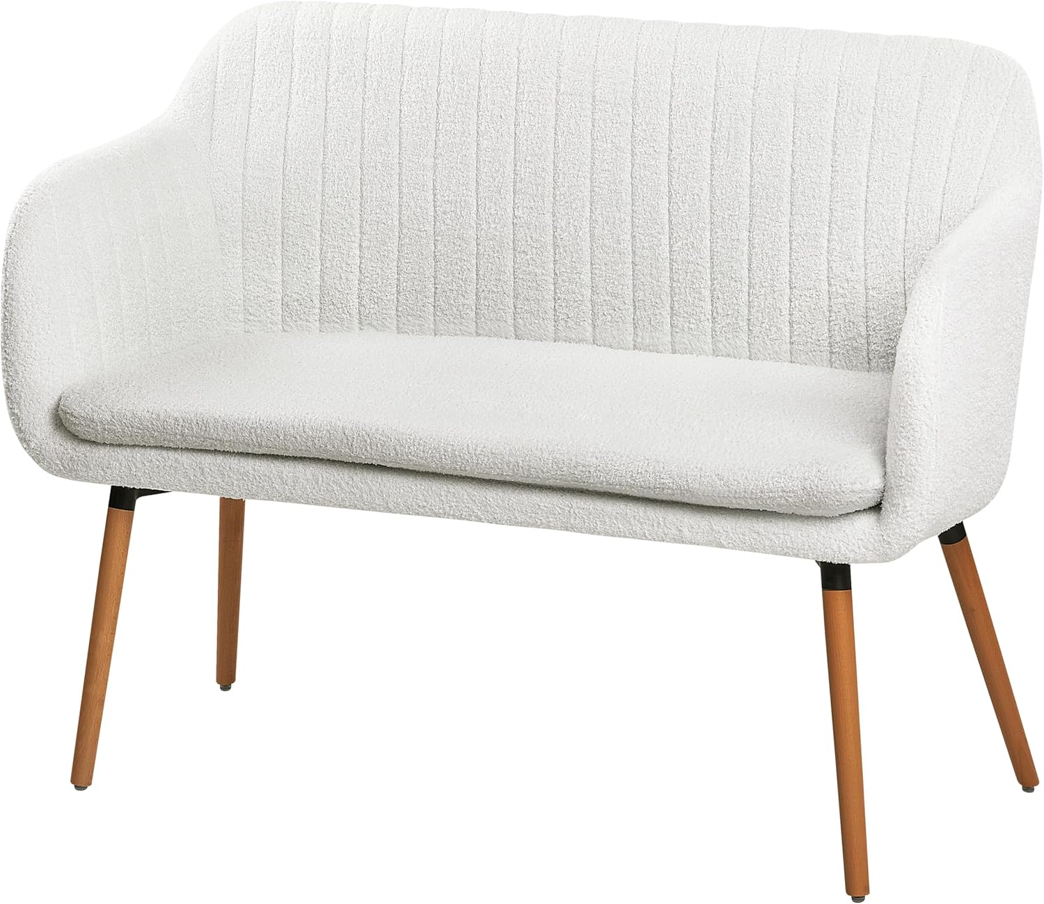 Beliani Modernes 2-Sitzer Küchensofa Bouclé Creme weiß mit Holzbeinen Taby