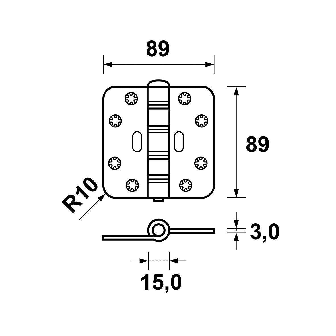 AXA Scharnier Smart Easyfix 89x89 rondhoek gegalvaniseerd - 1677-09-23/E