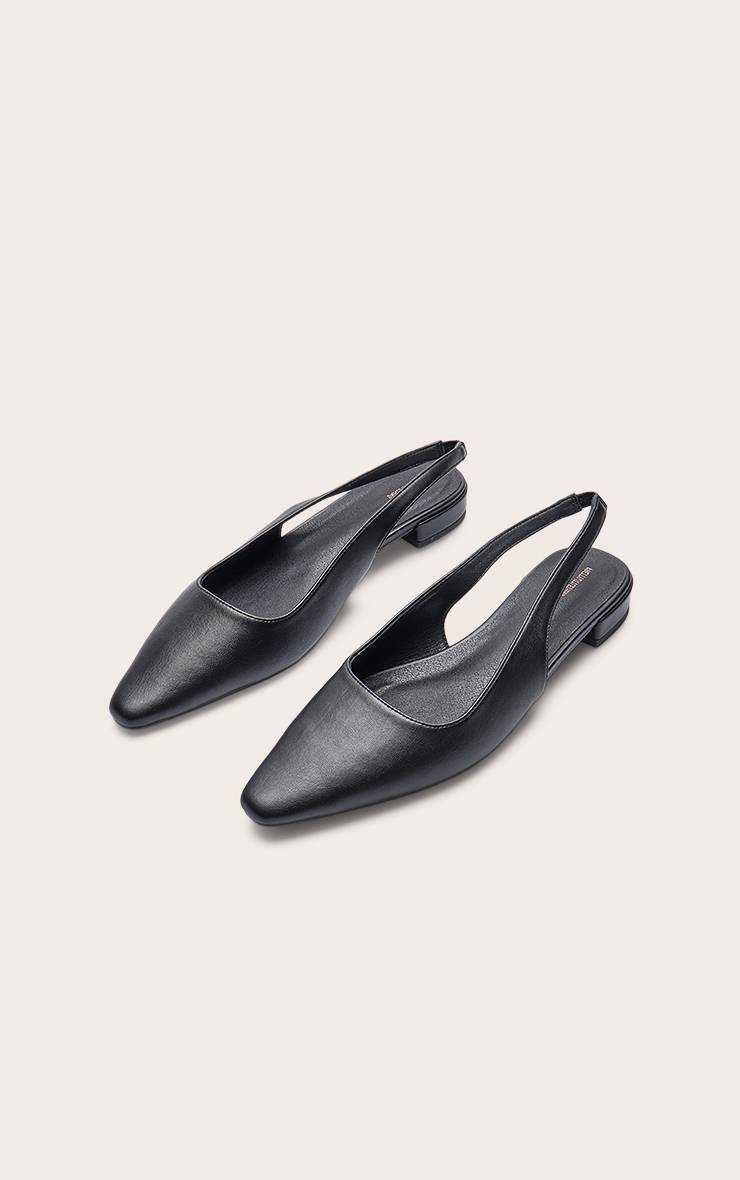 Noir Ballerine À Bride Arrière En Synthétiquecuir