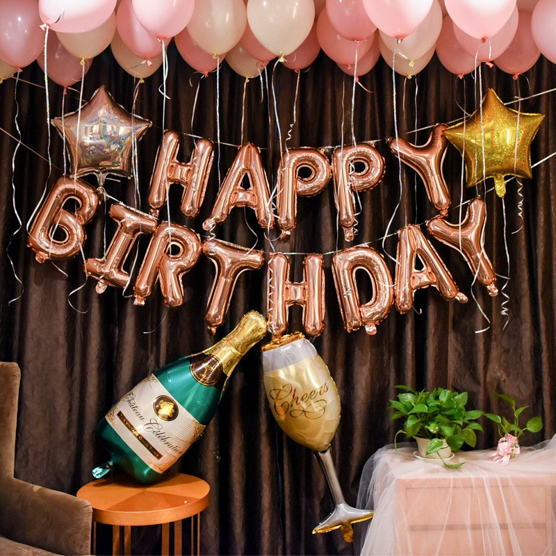 (40cm) Happy Birthday Ballon Girlande Party Dekoration Accessoires Luftballons - Roségold