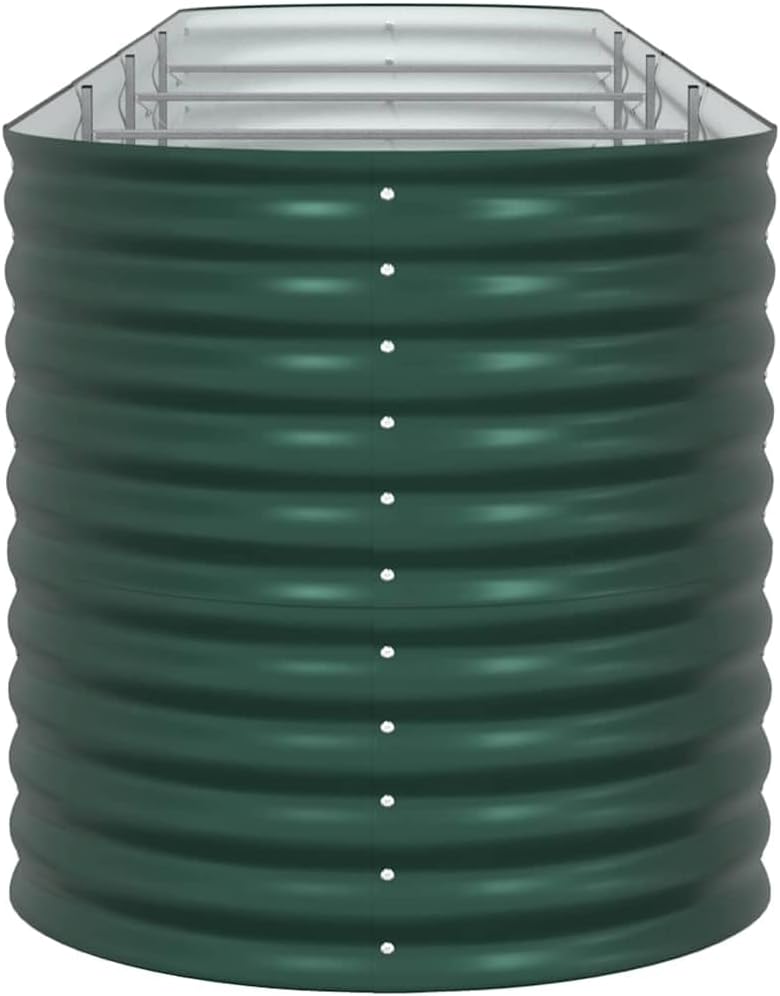 vidaXL Garten-Hochbeet Grün 400 x 80 x 81 cm Stahl, Stylischer Stahlblumenkübel, modernes Garten-Deko, minimalistische Hochbeet, robuster Outdoor-Gartenartikel für Terrassen