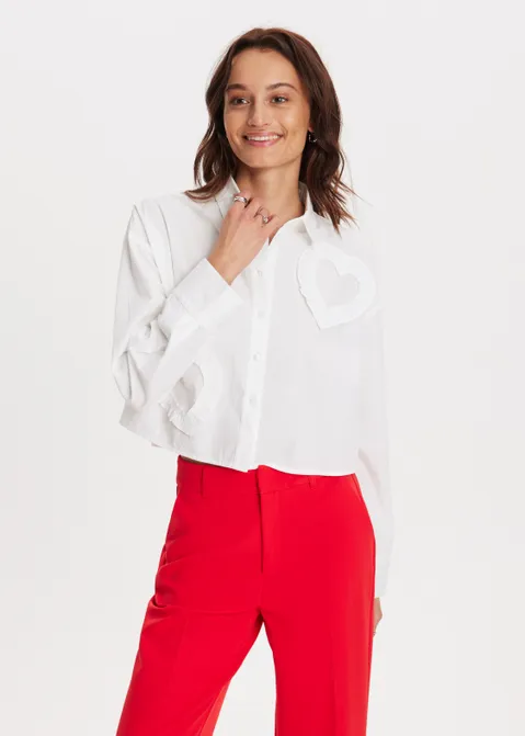 Blouse met hart wit (WIT)