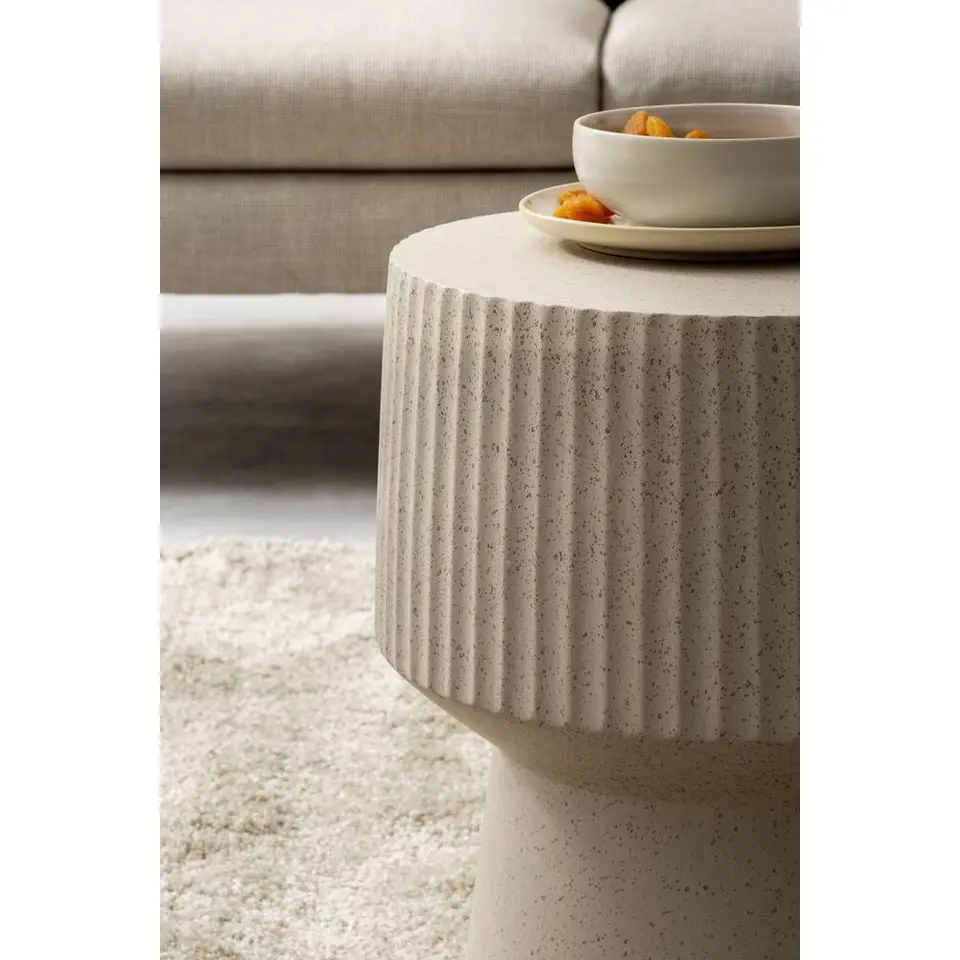 Bijzettafel Tim - beige - 44xØ40 cm