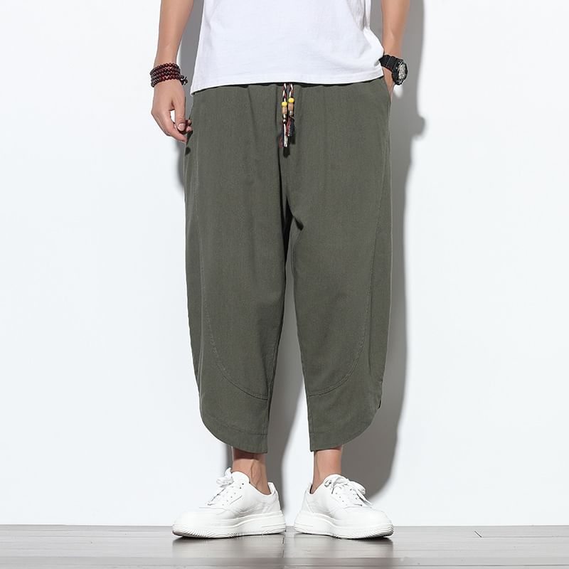 YIKES - Elastische taille effen cropped harembroek