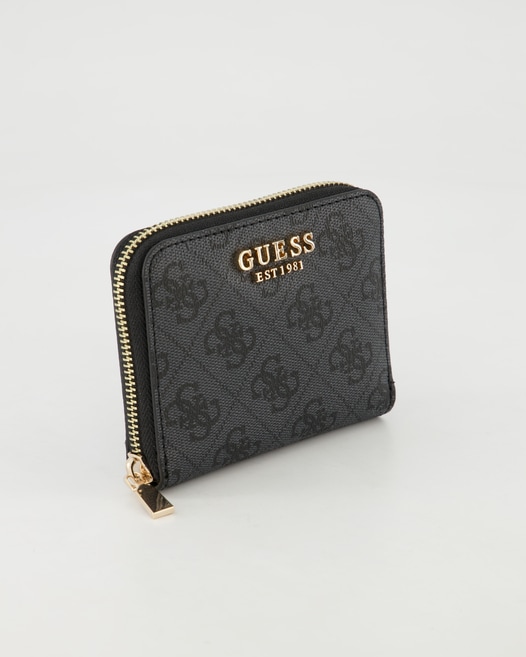 Guess Laurel SLG Small Zip Around Portemonnaie in Grau