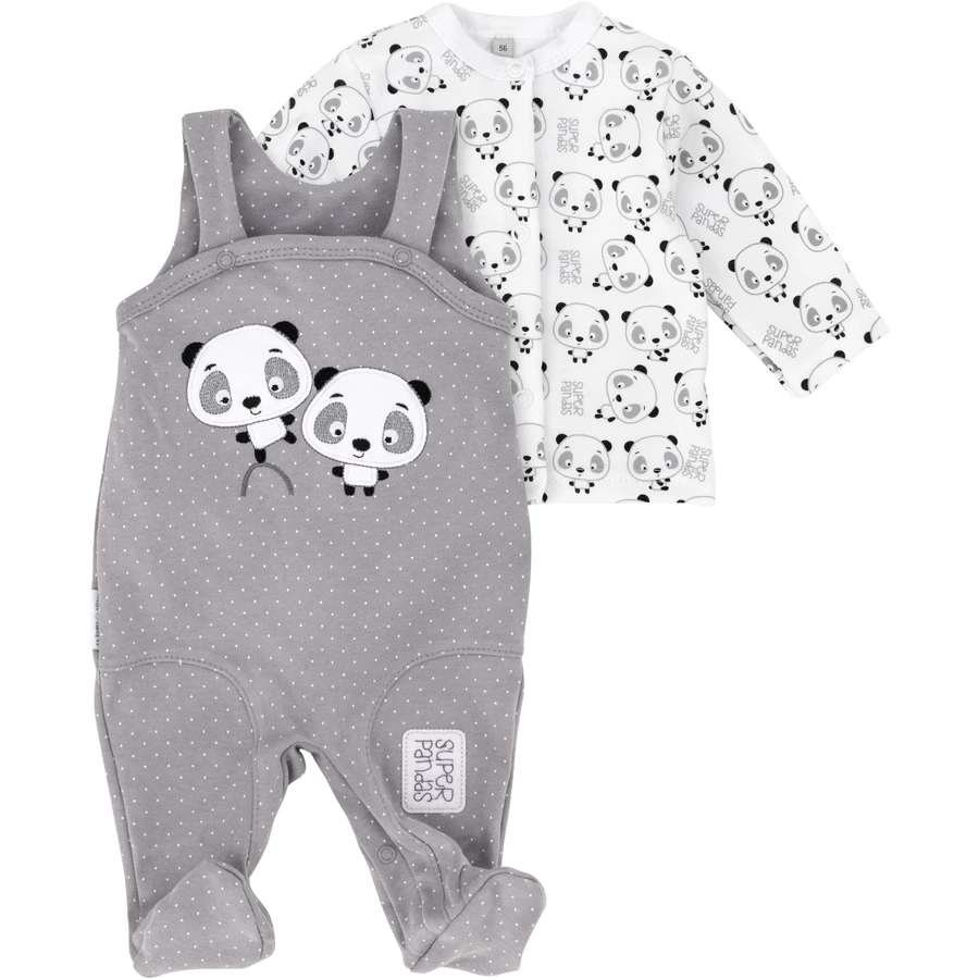 Baby Sweets 2tlg Set Strampler + Shirt Lieblingsstücke Panda weiß grau