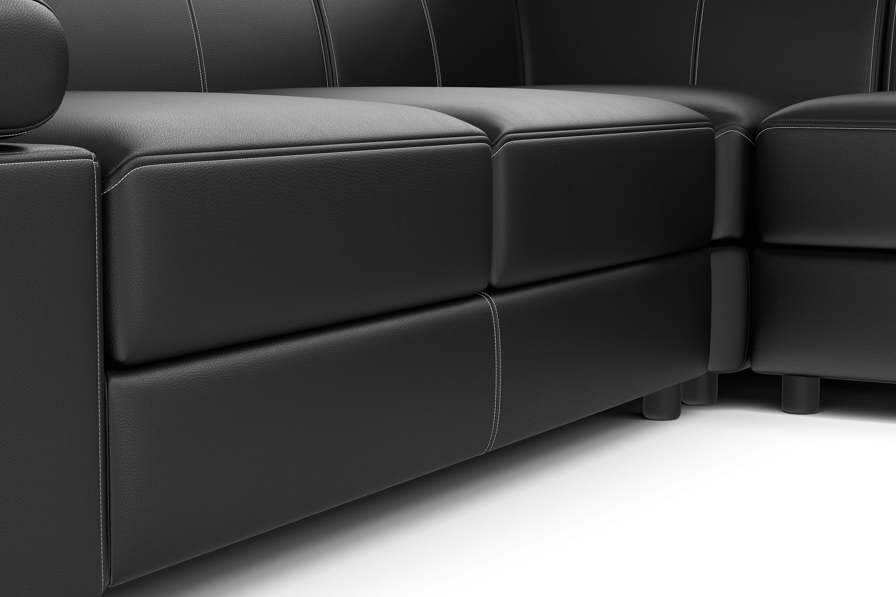 Ecksofa Leder CRISTIANO links/rechts schwarz