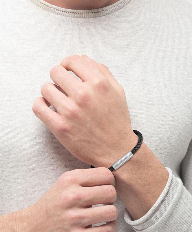 Hugo Boss - BOSS Braided Armband - Zwart - Leer
