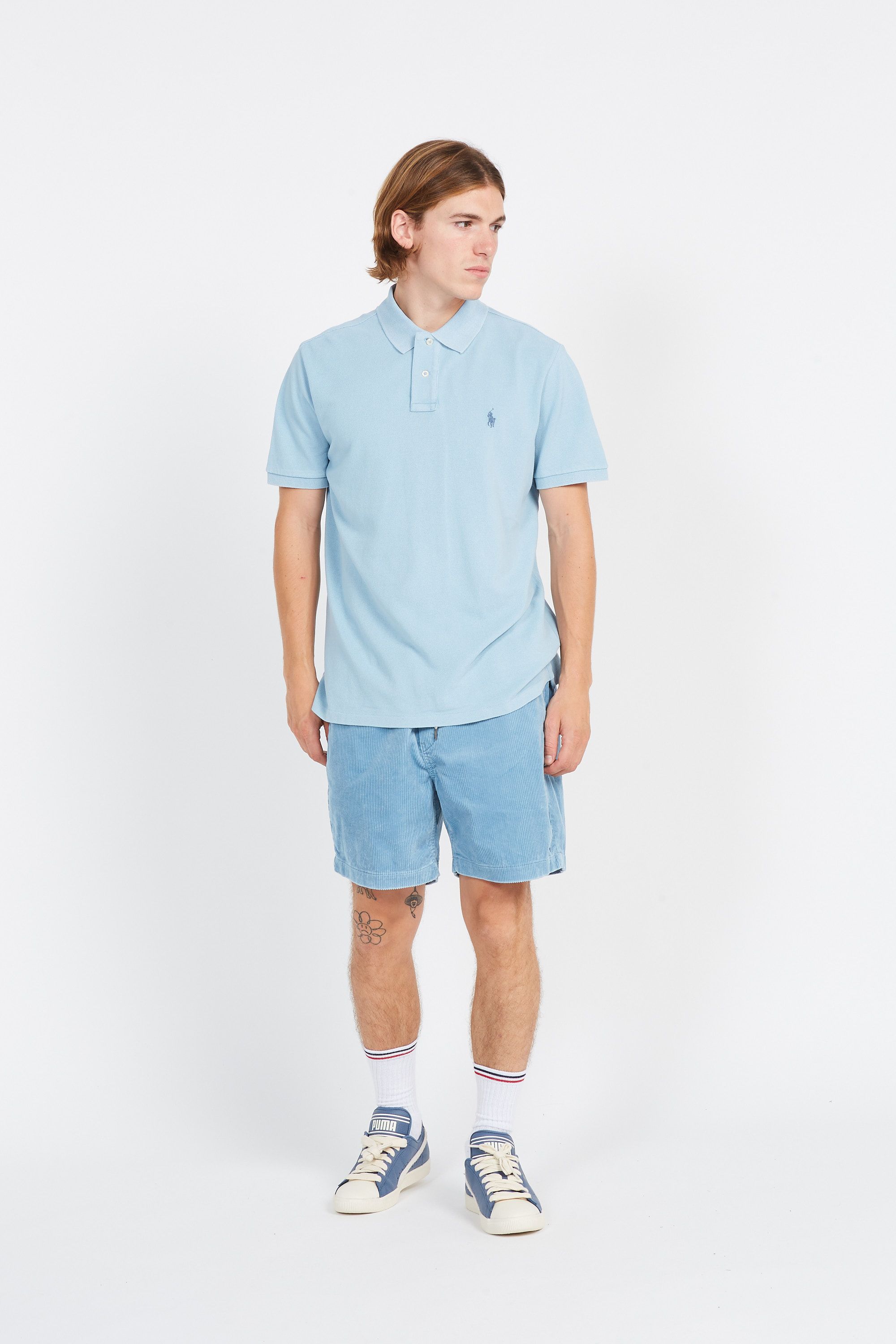 POLO RALPH LAUREN Polo manches courtes Custom Slim Fit Mesh Polo Bleu