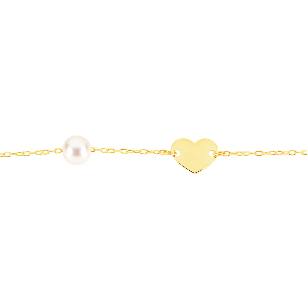 Bracelet Roselena Coeur Or Jaune Perle De Culture