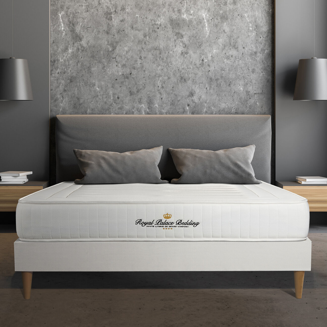 Royal Palace Bedding Ensemble matelas à mémoire de forme & sommier Nottingham blanc - 140x190 cm