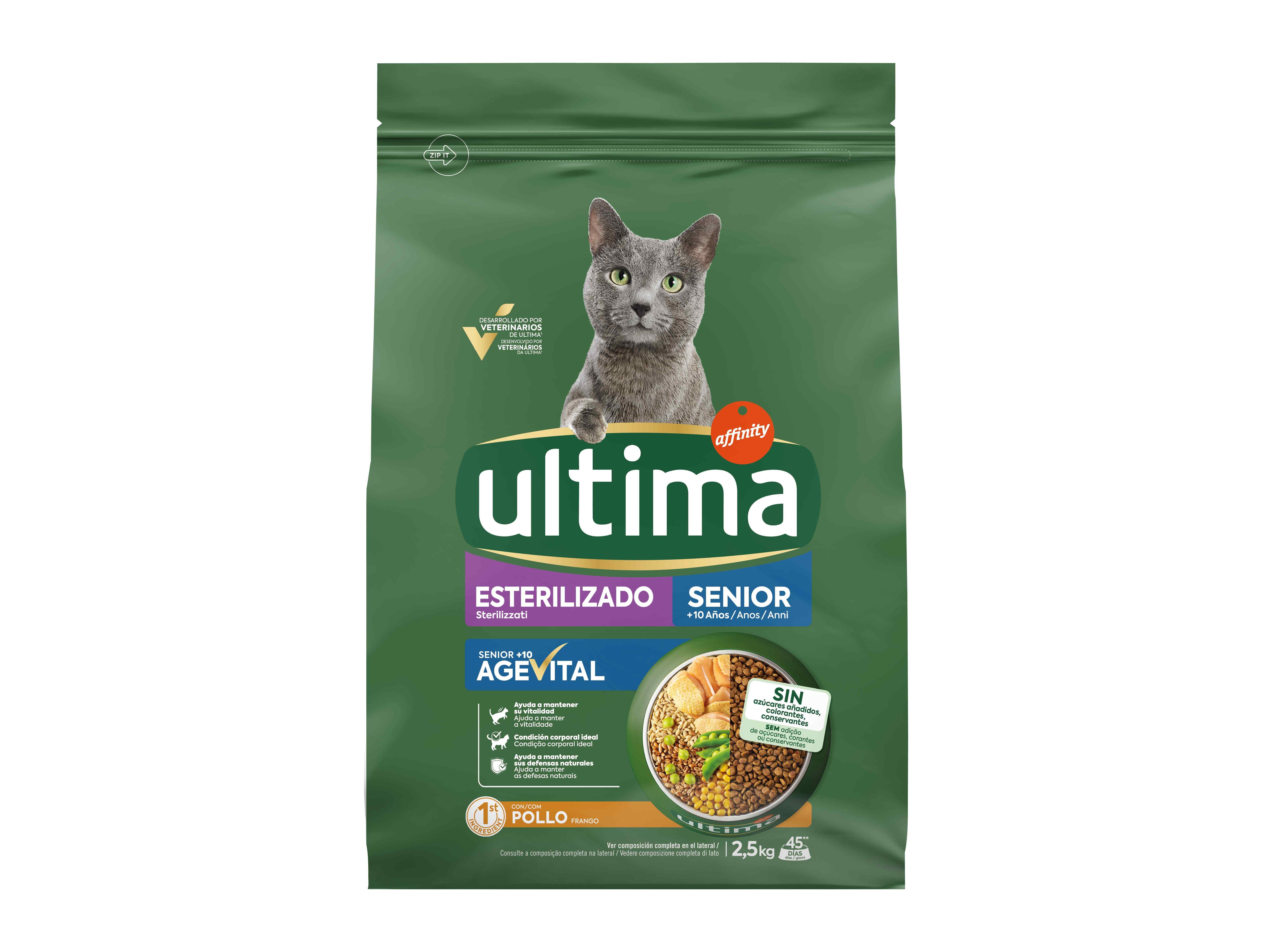 RAÇÃO PARA GATO ULTIMA ESTERILIZADO SÉNIOR 2.5KG