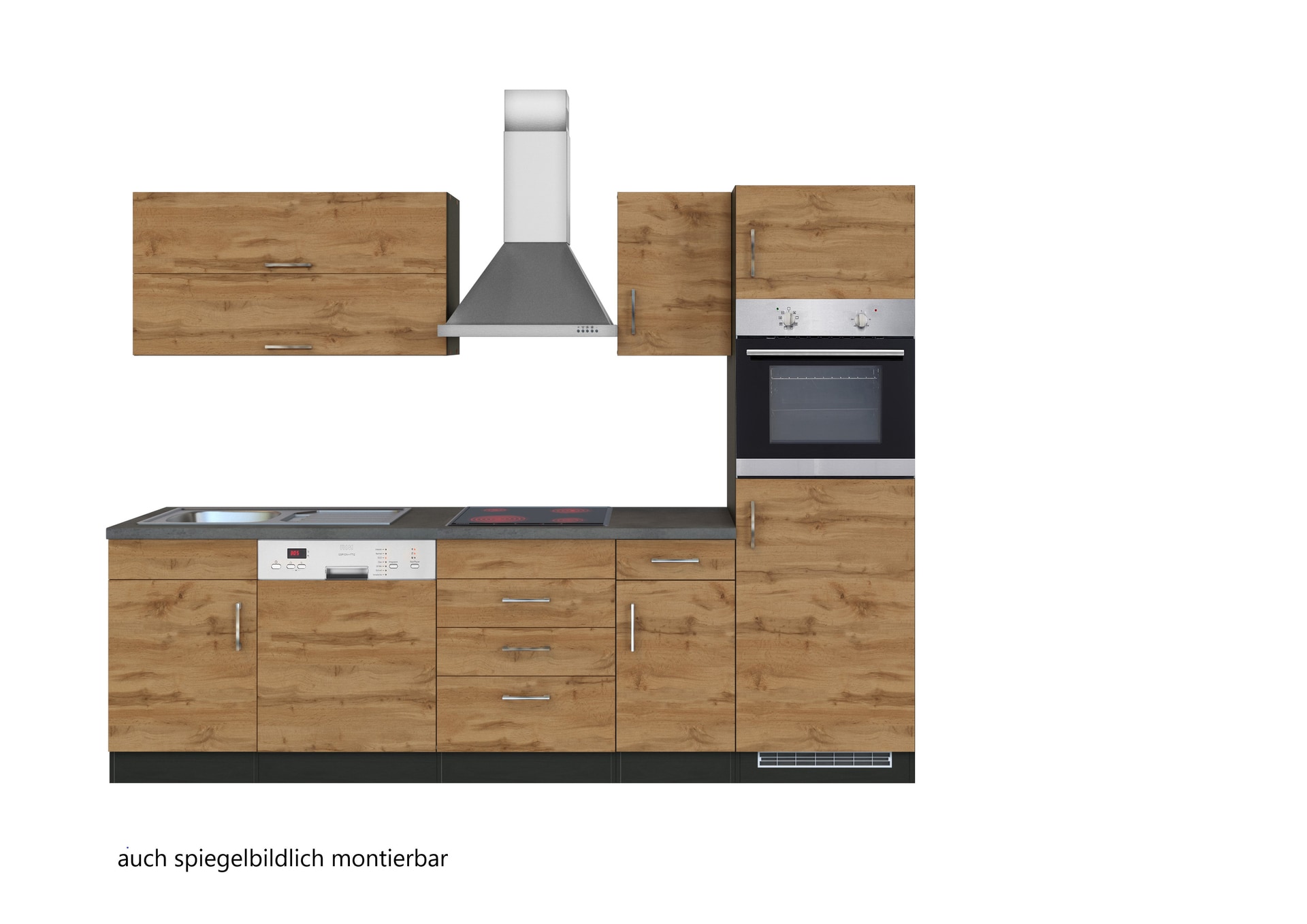 Küchenzeile ODENSE Wotan Eiche Dekor/ Graphit/ Anthrazit 270 cm