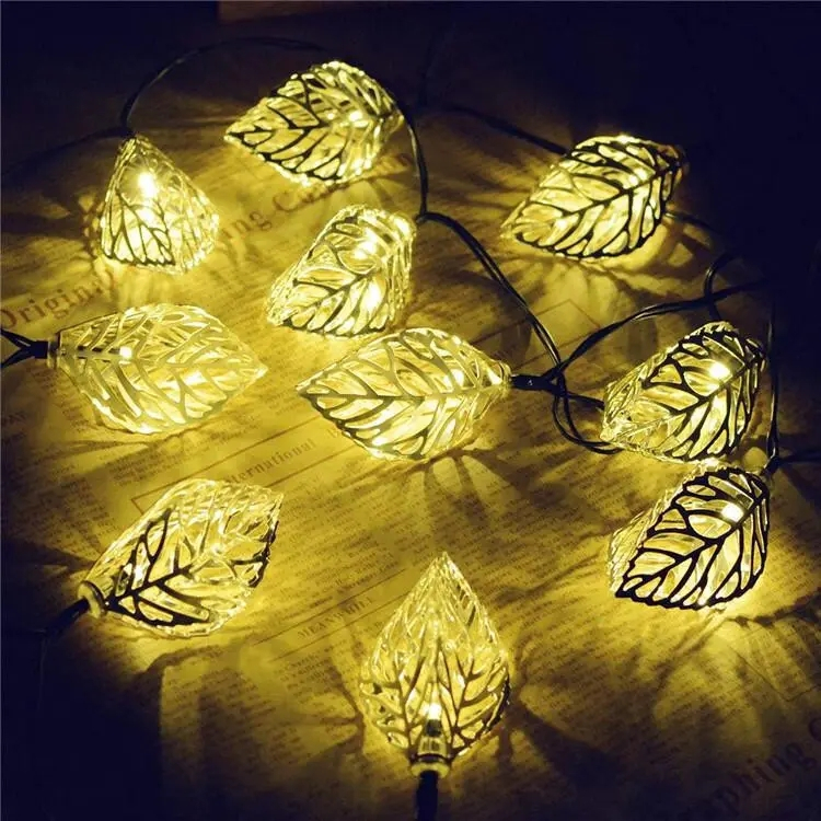 (5m) 20 LED's Metall Deko Lichterkette Herbst Blätter Beleuchtung 8 Modi   Fernbedienung (Batteriebetrieben) - Warmweiss
