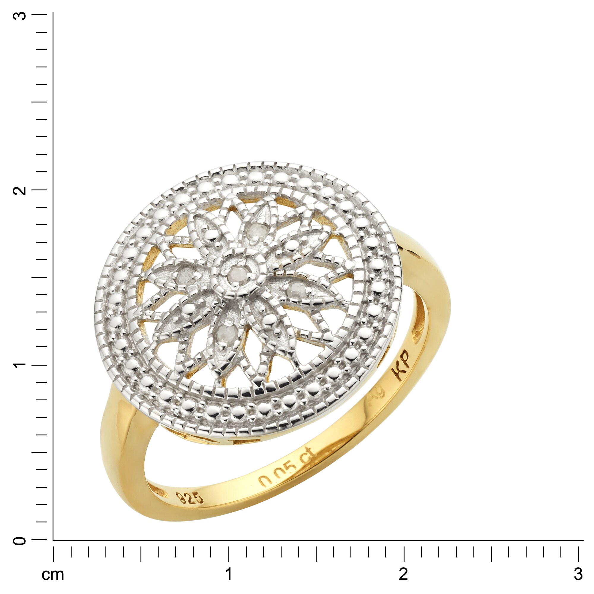 Diamonds by Ellen K. Ring Silber 925 vergoldet mit 5x Diamant zus. 0,05ct.