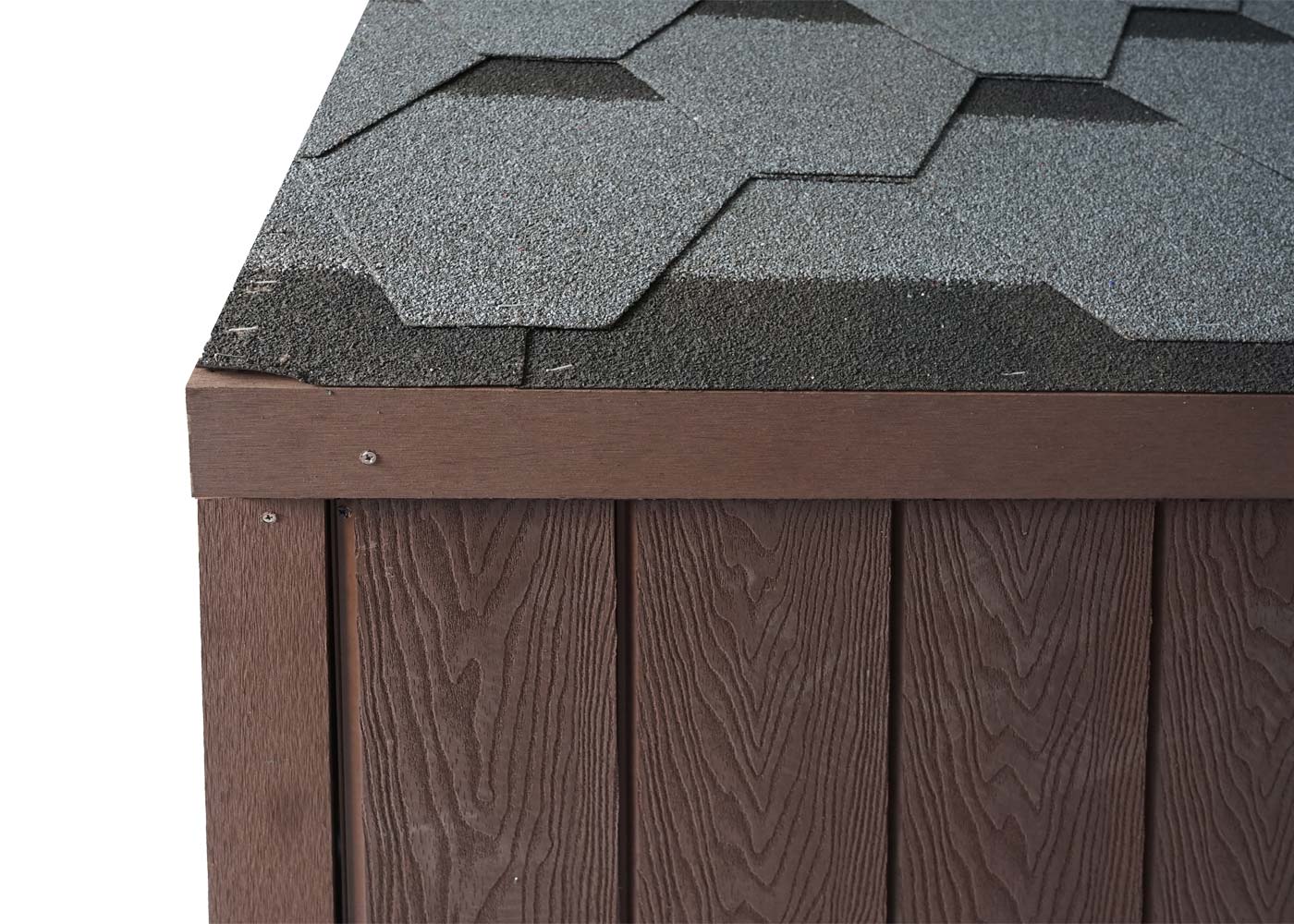 Mülltonnenverkleidung MCW-J29, Mülltonnenbox für Müllcontainer 660-1100L, WPC Metall 172x213x160cm ~ braun