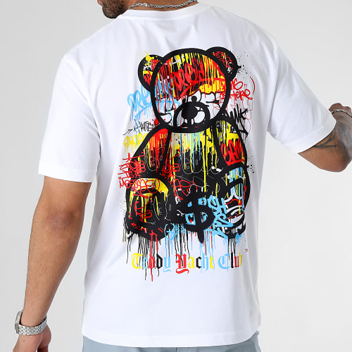Tee Shirt Oversize Large Art Series Dripping Blanc