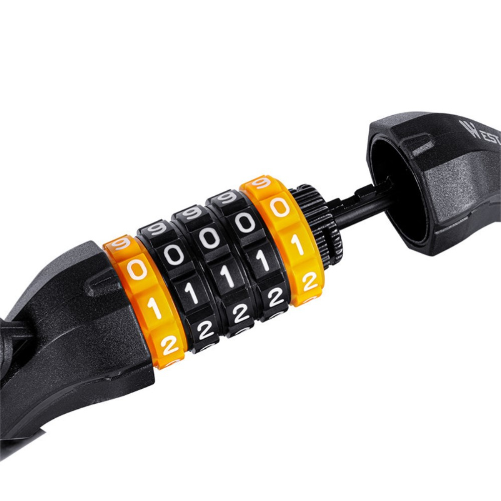 (2-tlg. Set) 5-Stelliges Code Fahrradschloss Velo Zahlenschloss   Halterung - Schwarz