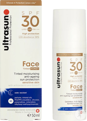 Ultrasun Visage Gel Solaire Anti-Âge Tinté Honey IP30 Peaux Sensibles 50ml