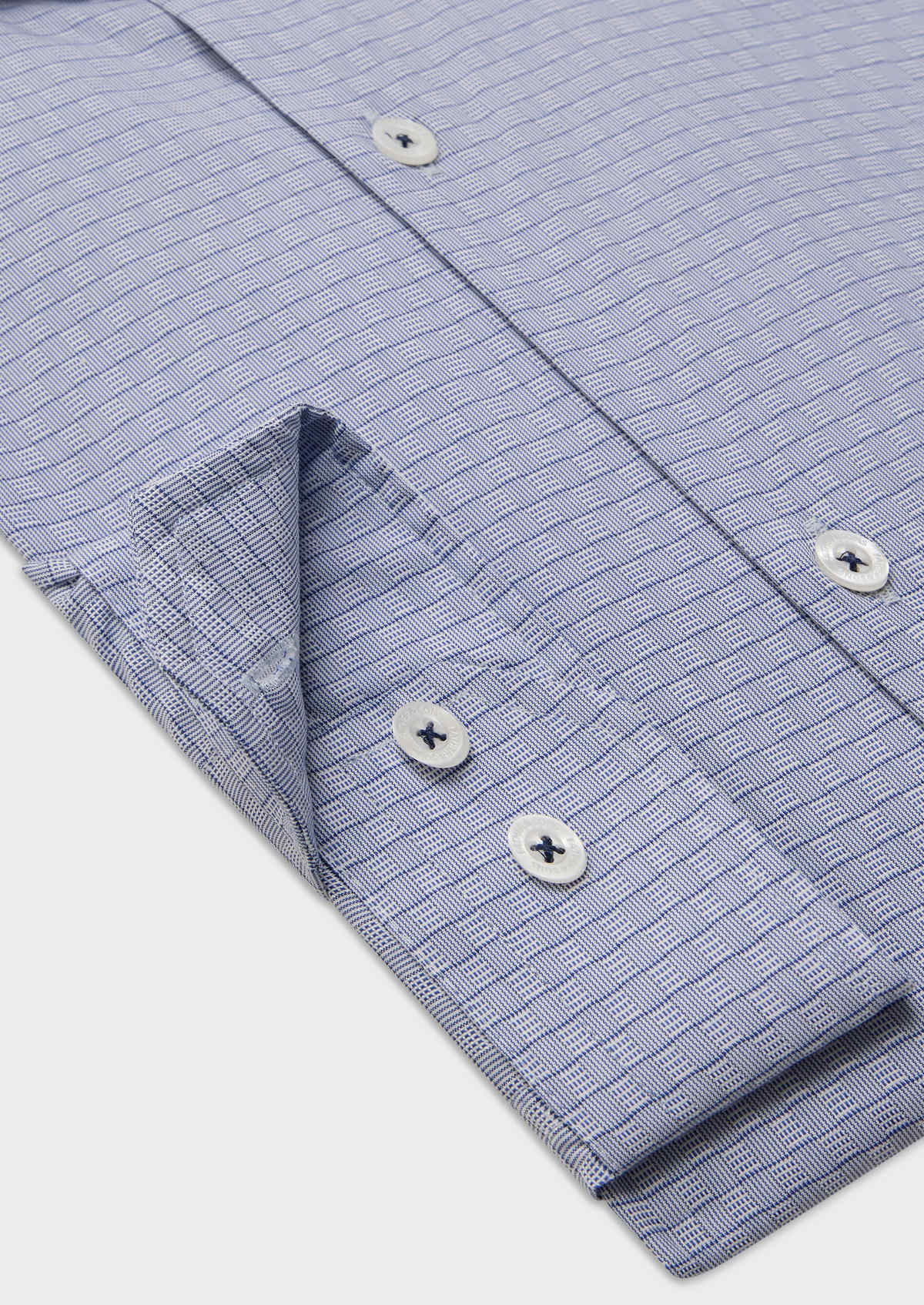 Chemise habillée Slim en coton mélangé Jacquard blanc à motif fantaisie bleu marine