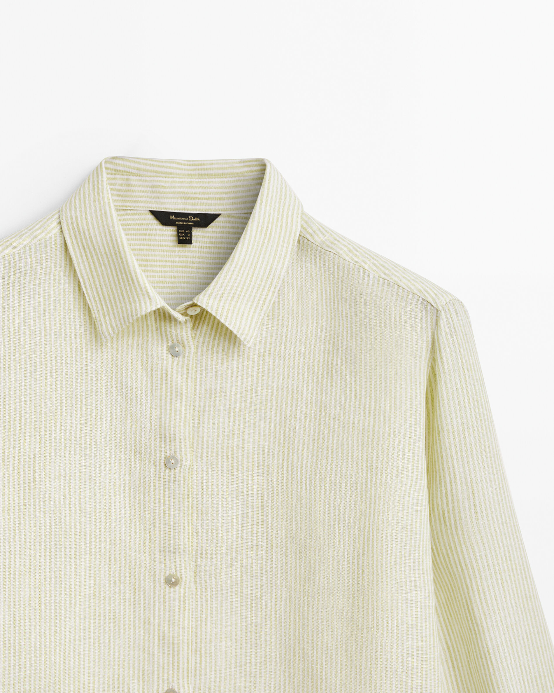 Camisa raias 100% lino - VERDE