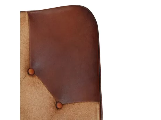 Chaise à bascule et repose-pieds Marron Cuir véritable et toile