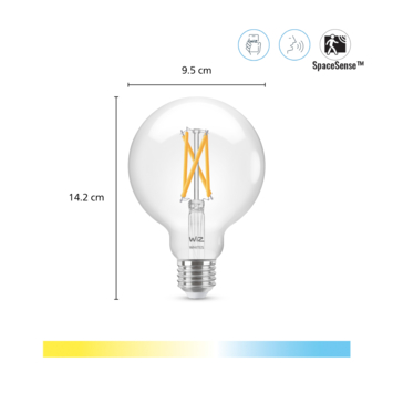 WiZ Connected LED globe E27 60W filament helder koel tot warmwit licht dimbaar