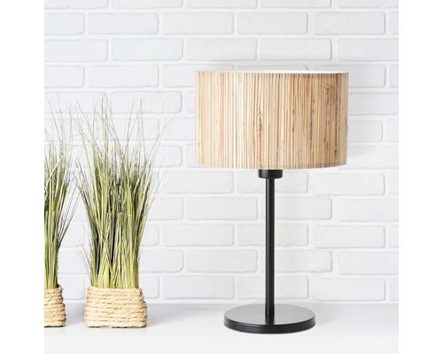 Wimea 1-lichts tafellamp, 42 x 25 cm (H x Ø), zwart/naturel, met kabelschakelaar