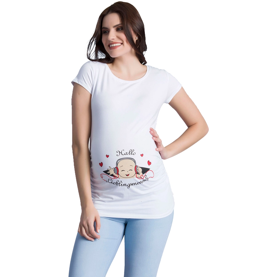 M.M.C. Umstandsshirt Hallo Lieblingsmensch mit Motiv Weiß