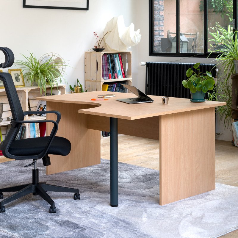 Bureau compact L.160 cm hêtre Altys piètement Bois