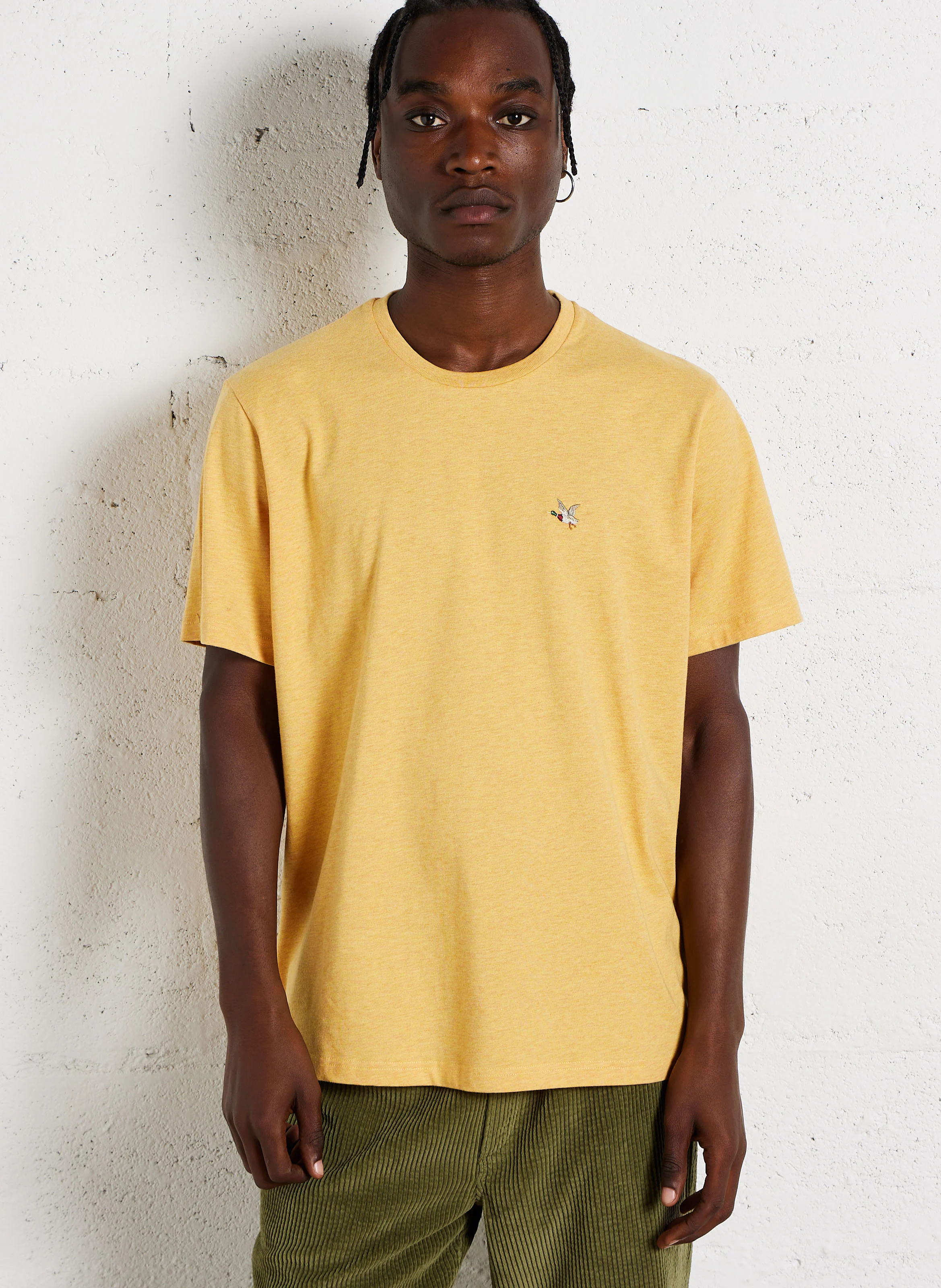 Tee-shirt droit sérigraphié en coton | Jaune