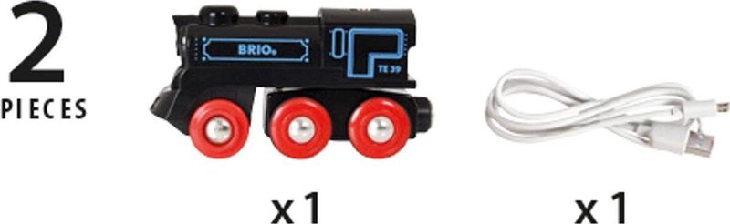 BRIO Oplaadbare locomotief met mini USB- kabel - 33599 - Treinbaanonderdeel