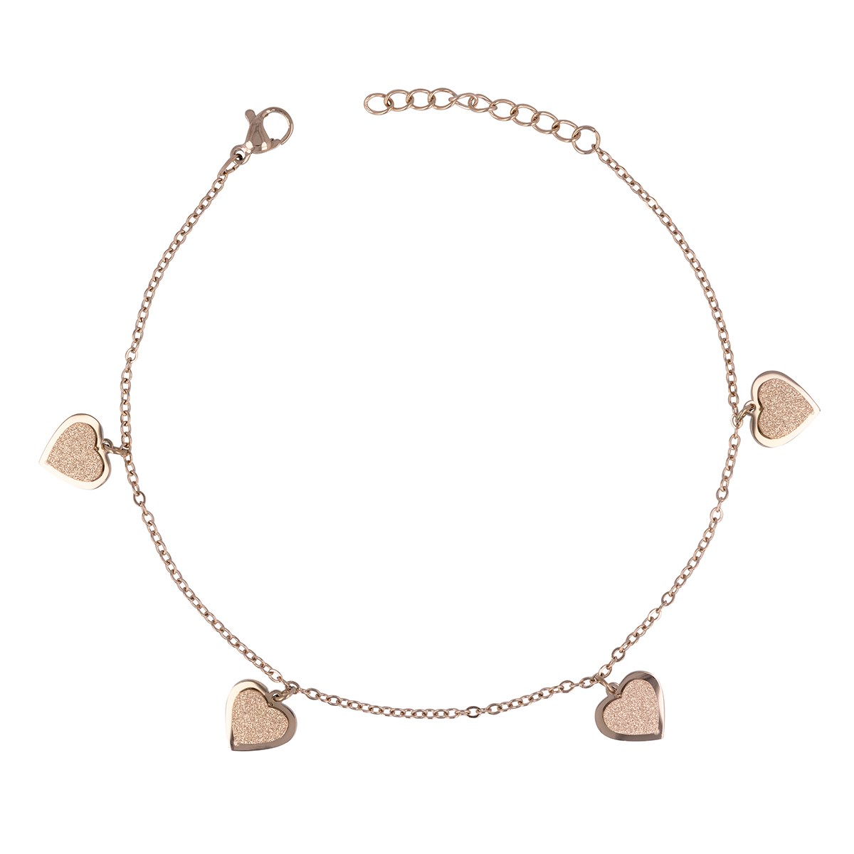 Chaine de cheville Coeur  Acier rose inoxydable 316L