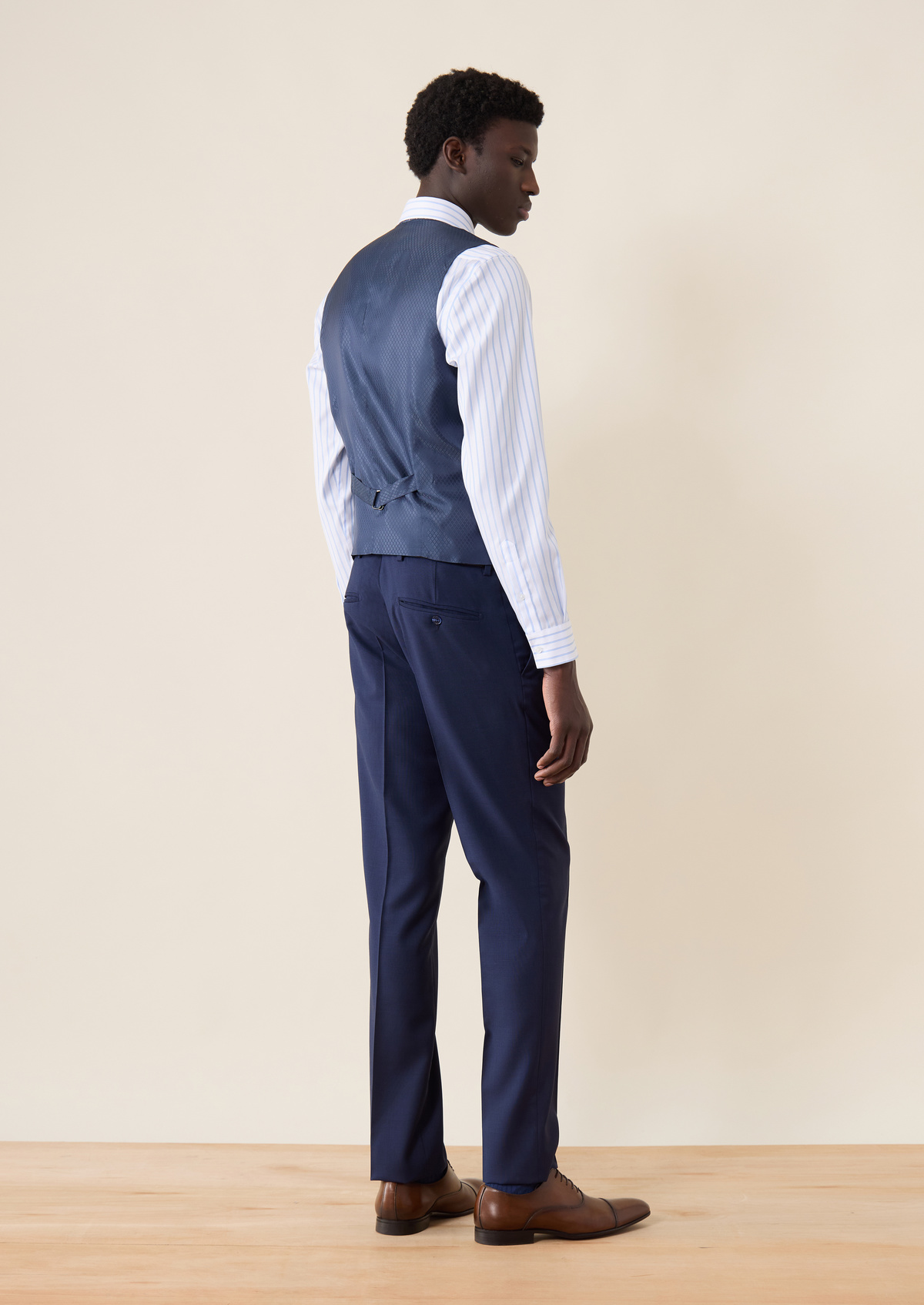 Pantalon coordonnable Regular en laine bleu marine Prince de Galles