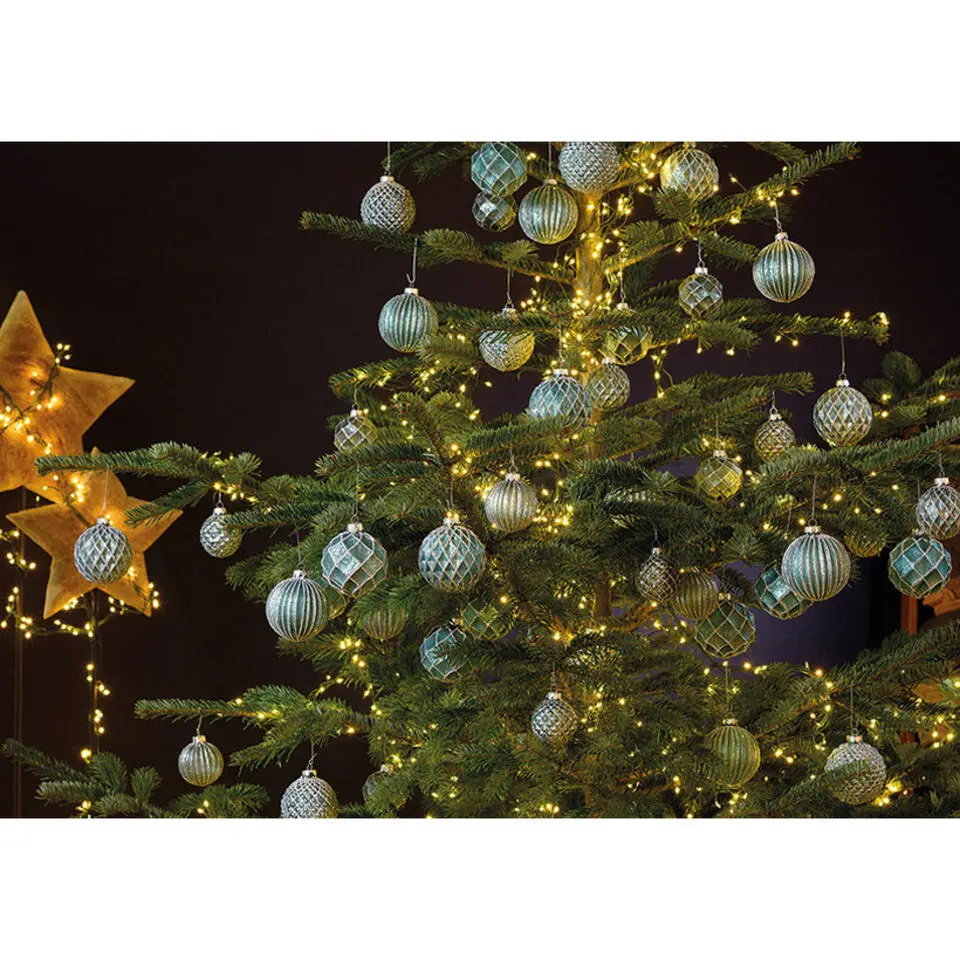 Wurm Kerstballen - 12st - glazen - turquoise blauw - 6 cm