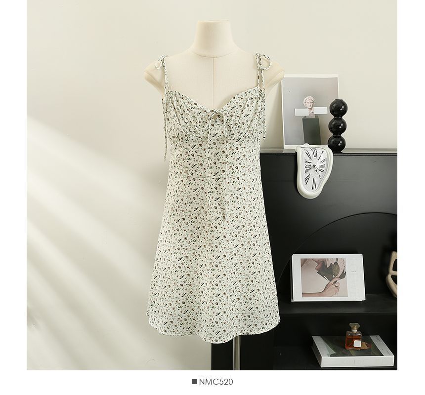 Lemongrass - Mouwloze mini-jurk met bloemenprint