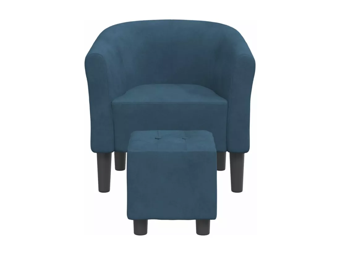 Fauteuil cabriolet avec repose-pied bleu foncé velours