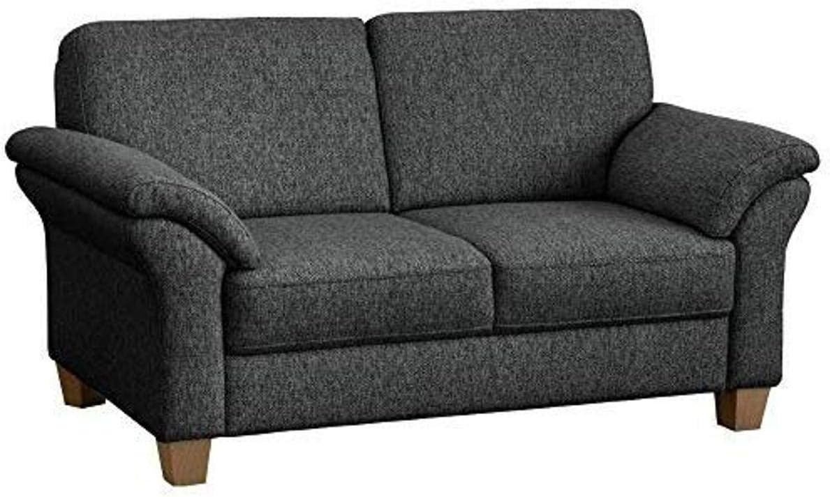 CAVADORE 2-Sitzer Byrum / Große 2er-Couch im Landhausstil mit Federkern / Passend zur edlen Sofagarnitur Byrum / 156 x 87 x 88 / Flachgewebe: Grau