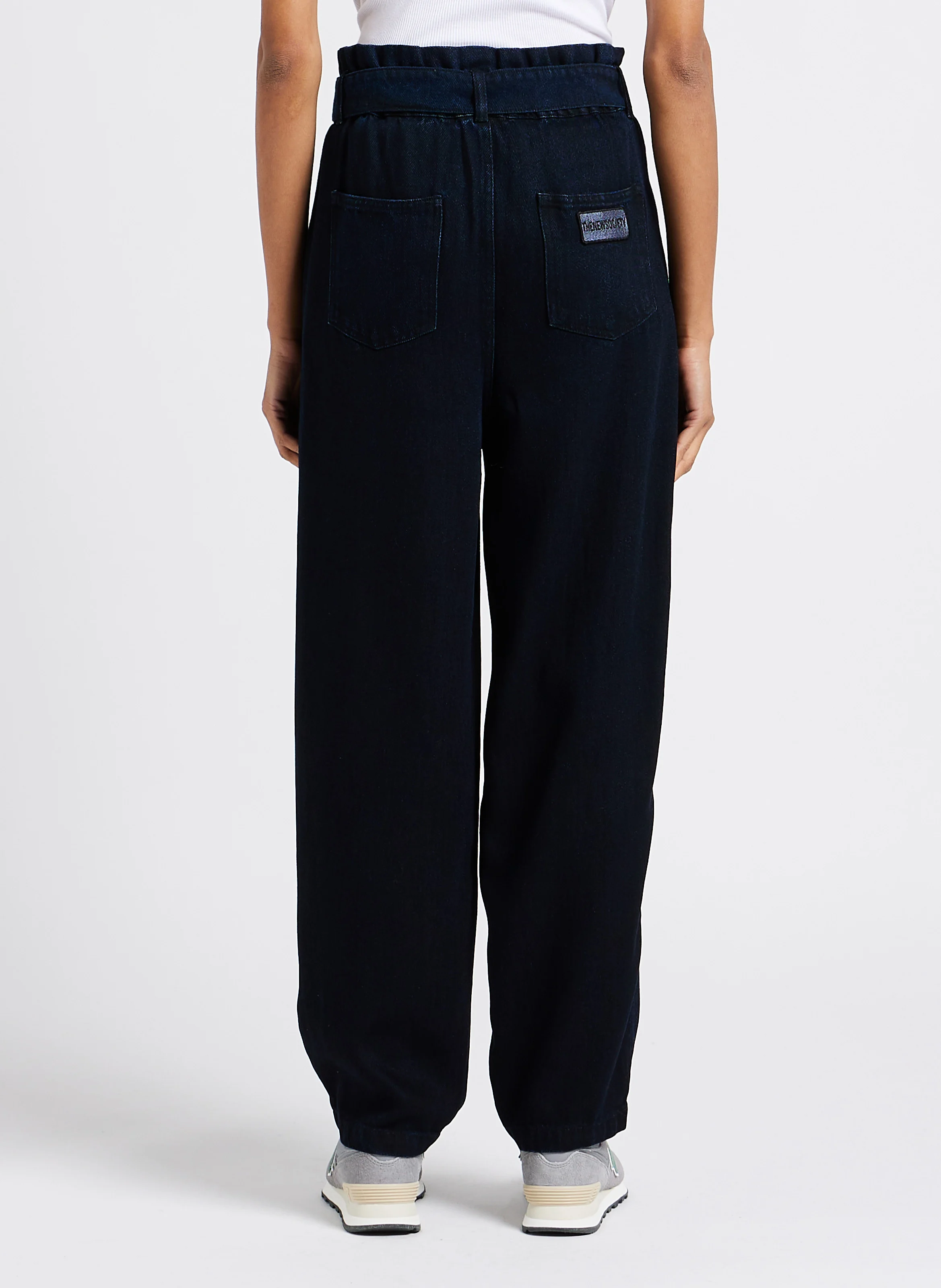 YOLANDA - Pantalon droit taille haute ceinturé| Noir