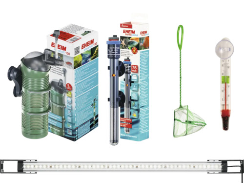 EHEIM aquaproLED 180 aquariumset met LED-verlichting, filter, verwarming, thermometer en net (zonder kast), zwart, ca. 180 L, 100 x 45 x 40 cm