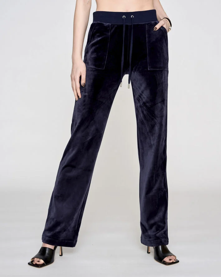 Juicy Couture Del Ray Classic Velour Pant Pocket Design Night sky