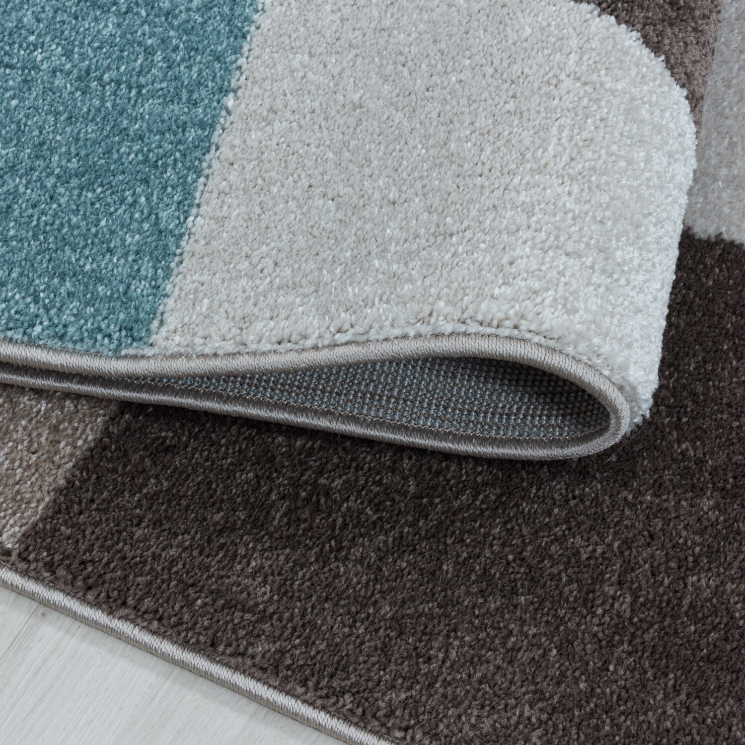 Designer Kurzflor Teppich modern design Wohnzimmer meliert kariert Höhe 10 mm